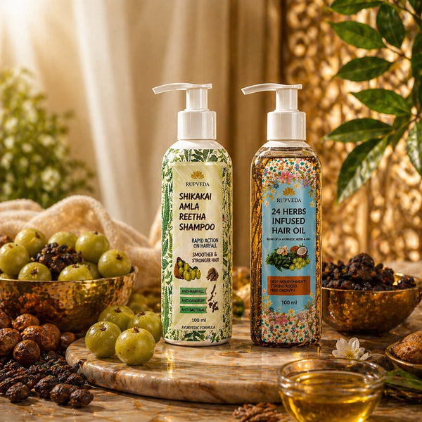 Kesh Rasayan Hair Care Combo – Ayurvedic Hair Oil & Herbal Shampoo Set