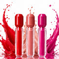 Three liquid lipstick tubes with colour splash