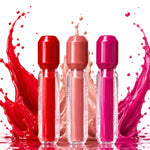Three liquid lipstick tubes with colour splash