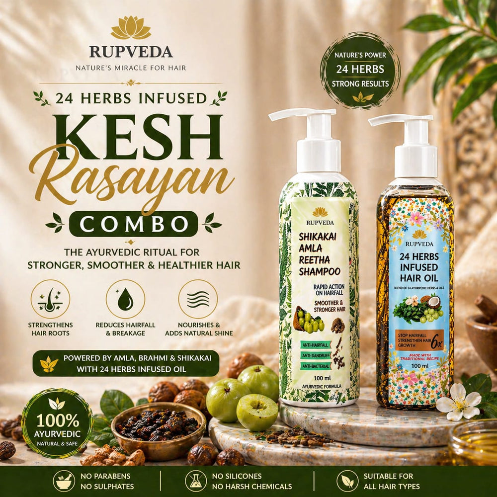 Kesh Rasayan Hair Care Combo – Ayurvedic Hair Oil & Herbal Shampoo Set